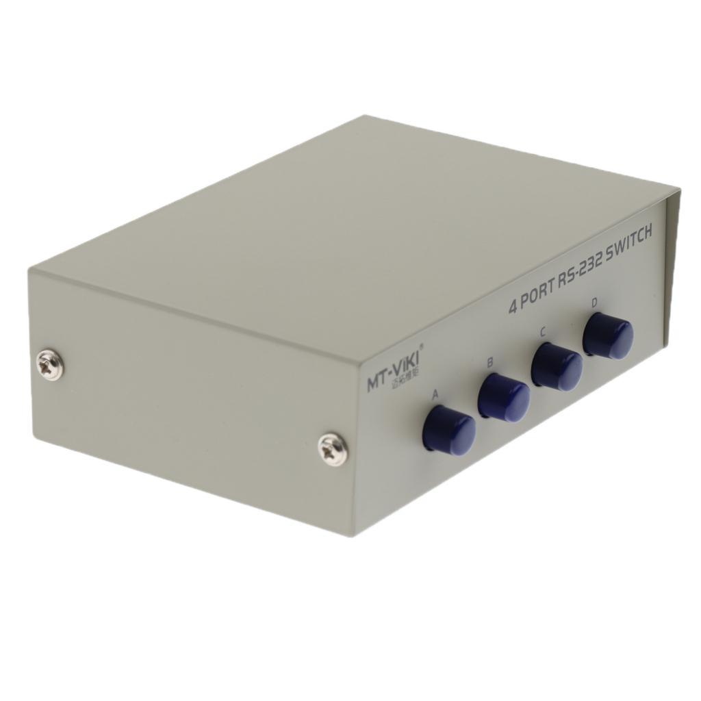 Metal Case 4 Port Manual RS-232 Switch for PC Sharing to Serial Device
