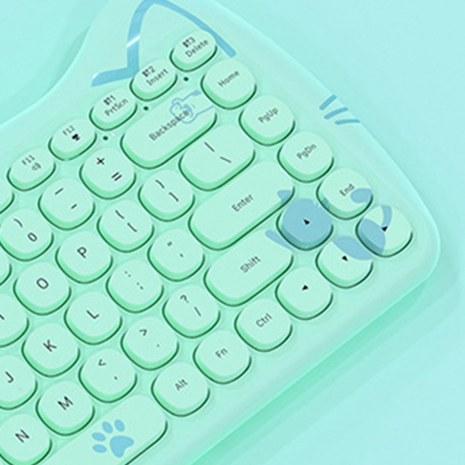 Cute 2.4G Wireless Keyboard 84-Key Desktop Bluetooth/Wired Gaming Keypad for Android Windows