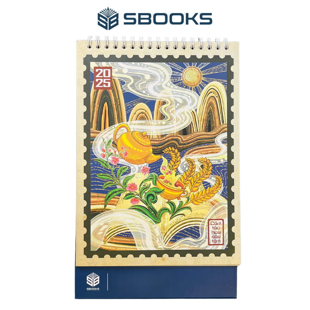 Lịch Lò Xo Để Bàn 2025 ( Có lịch âm) – Họa Tiết Cổ Điển - SBOOKS