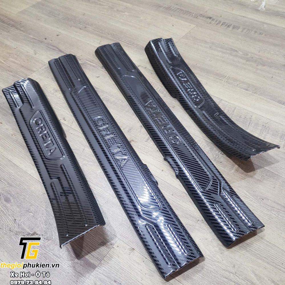 Bộ Ốp bậc cửa, Nẹp bước chân carbon, cacbon Hyundai Creta