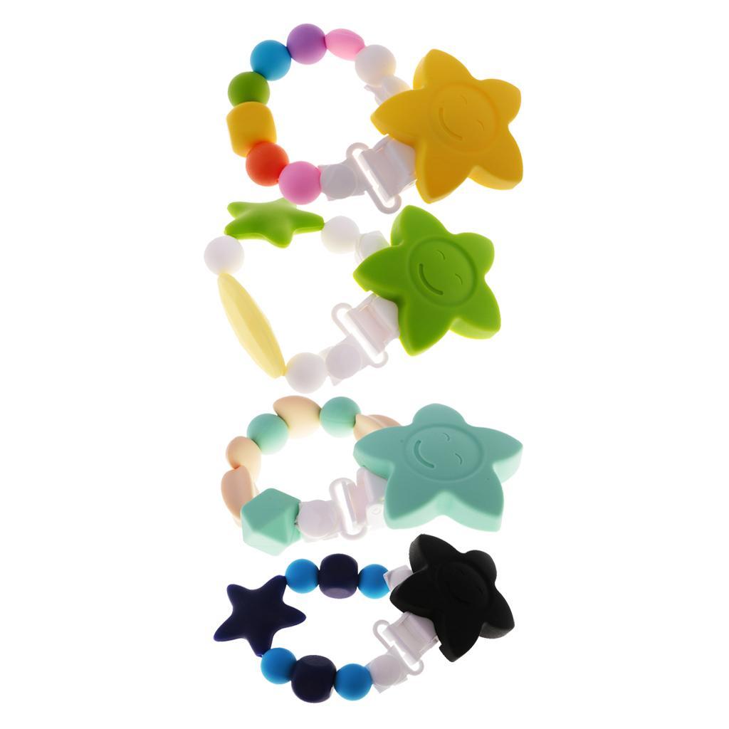 2 In 1 UUnisex Baby Pacifier Clip Food Grade Silicone Teether Beads BPA Free Chain for Drooling and Teething Baby