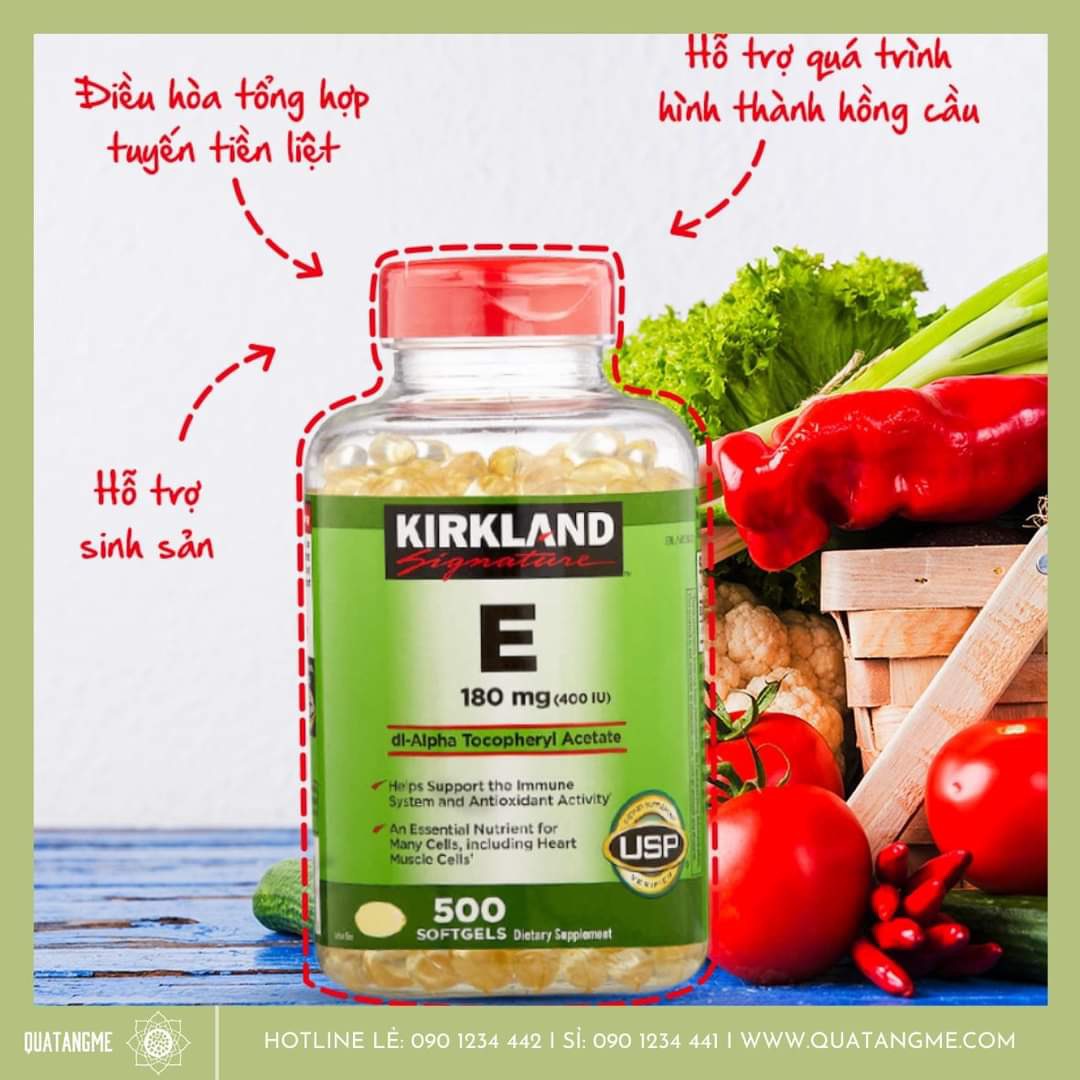 Vitamin E Mỹ Kirkland Signature E 180mg (400IU) tốt cho tim mạch, giúp làm đẹp da, mượt tóc, làm chậm quá trình lão hóa và tăng cường sức khỏe tổng thể - OZ Slim Store