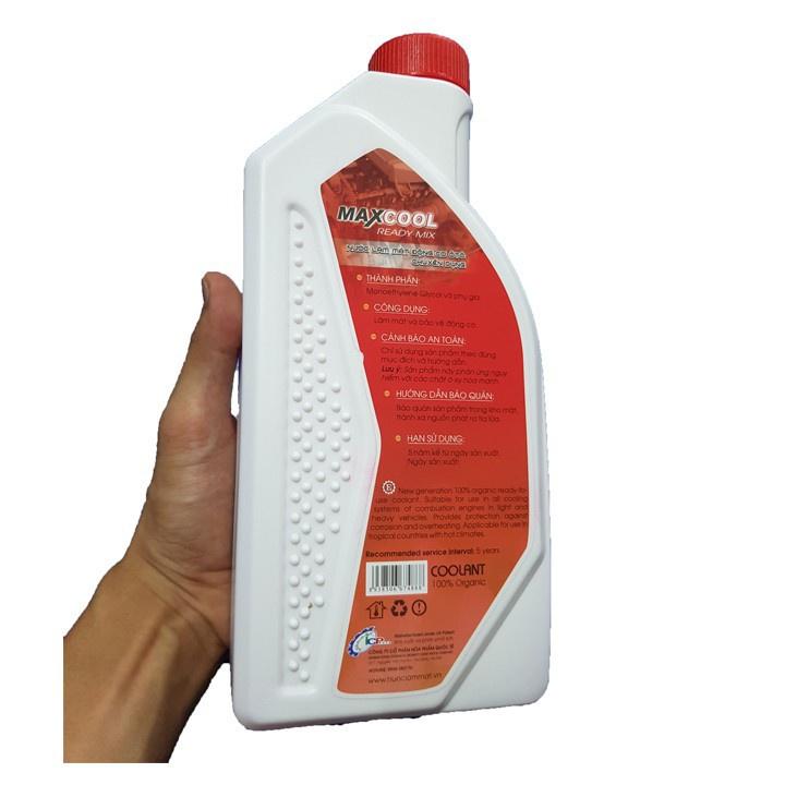 Nước làm mát động cơ xe ô tô( màu đỏ) Maxcool lon 500ml, 1 lít, can 4 Lít