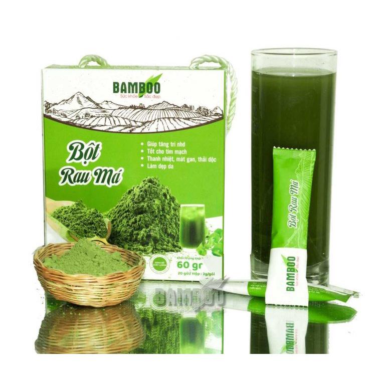 Combo 2 Bột rau má Bamboo nguyên chất, siêu mịn hộp 60g/ 20 gói