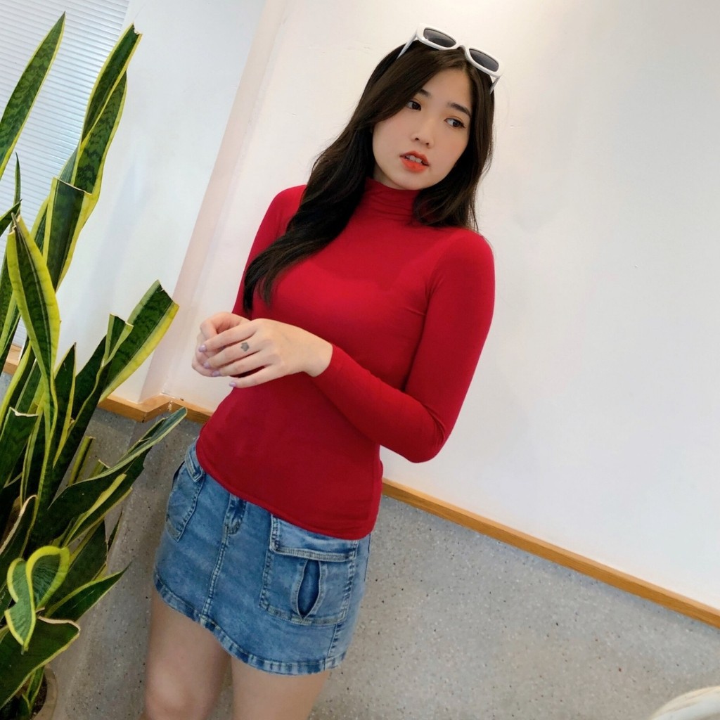 Áo Thun Giữ Nhiệt Nữ BODY Tay Dài Cổ Lọ Màu Trơn