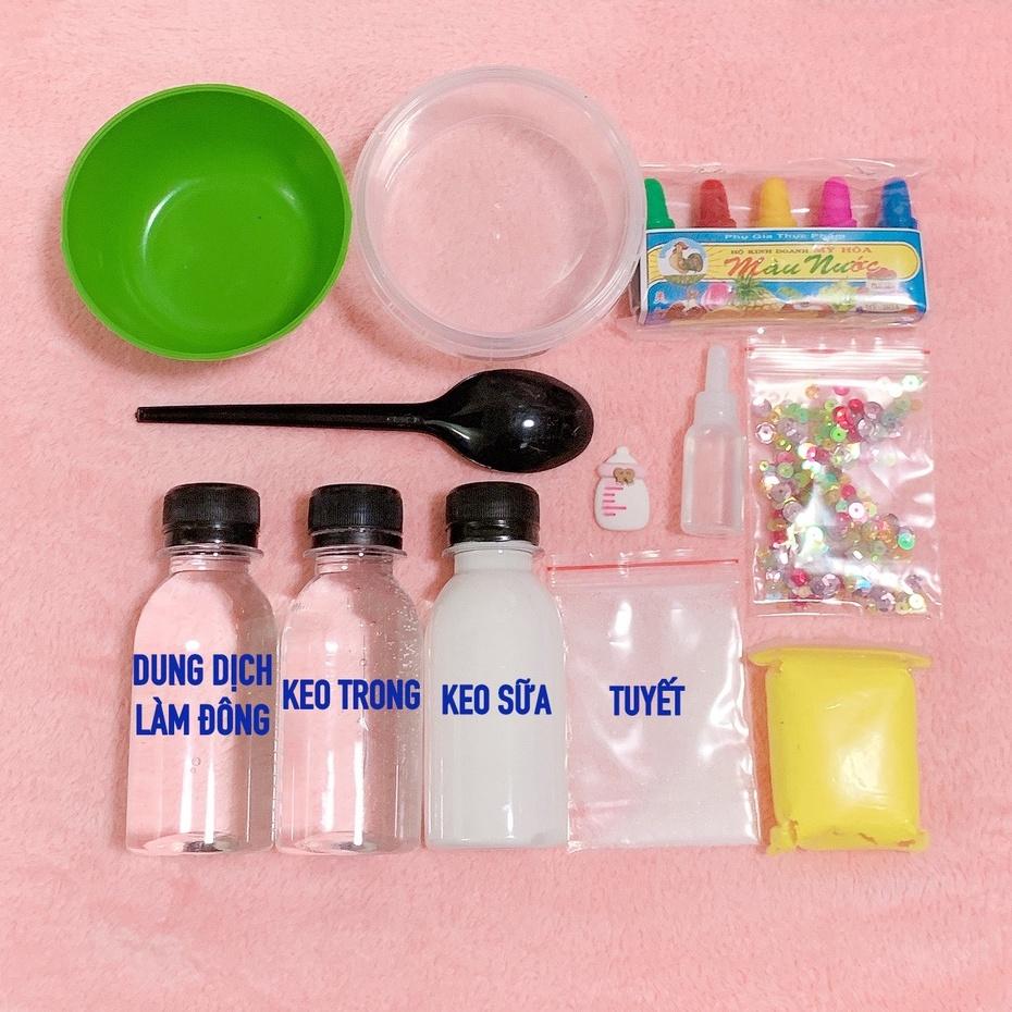 Bộ Kit Mini 3 Chai Dung Dịch Làm Đông - Keo Trong - Keo Sữa Làm Slime Đơn Giản - Hương Tuỳ Chọn - Nguyên Liệu Làm Slime