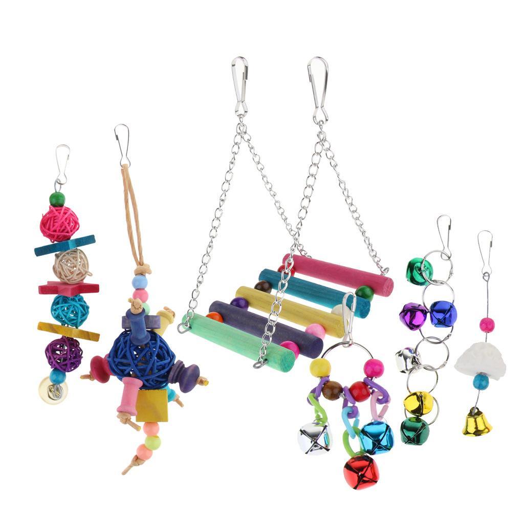 6PCS    Parakeet    Bird    Toys    Parrot    Perches    Swing