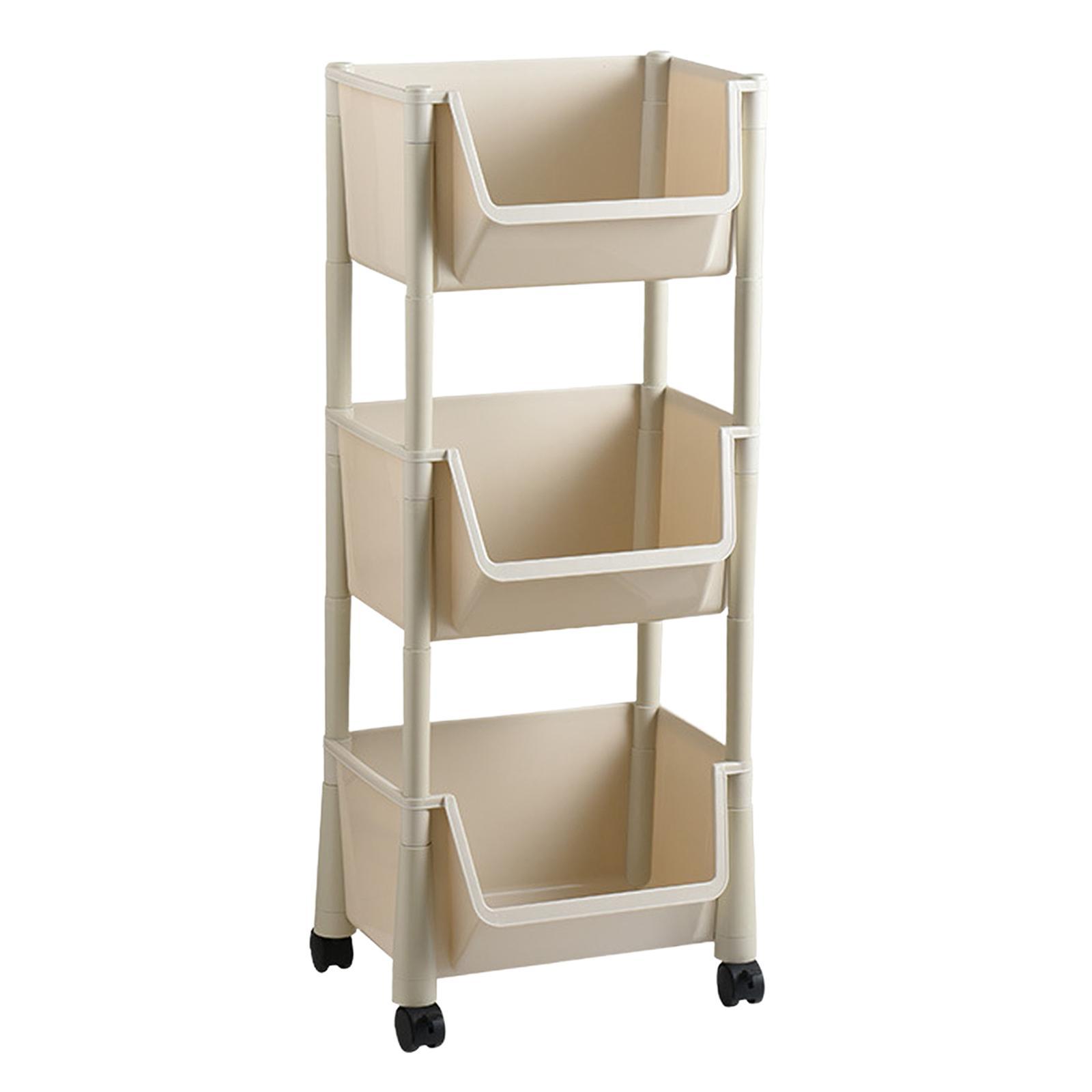 Kitchen Storage Shelf Basket with Lockable Wheels for Bedroom Bathroom