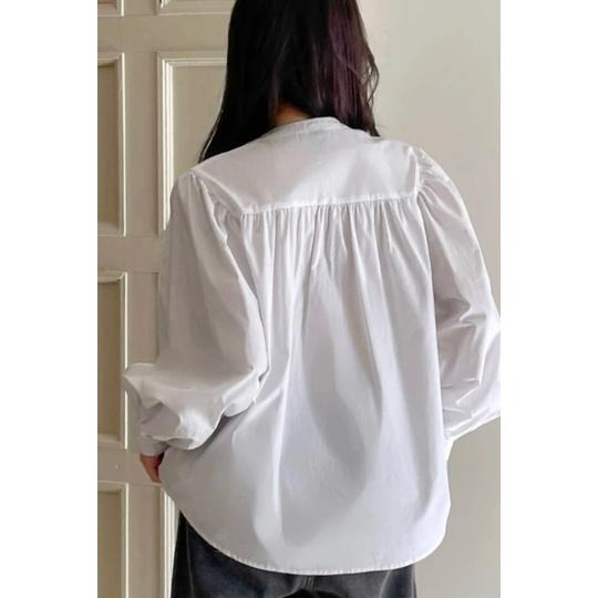 Áo Sơmi Nữ tiểu thư tay phồng Vintage chất kake phom suông