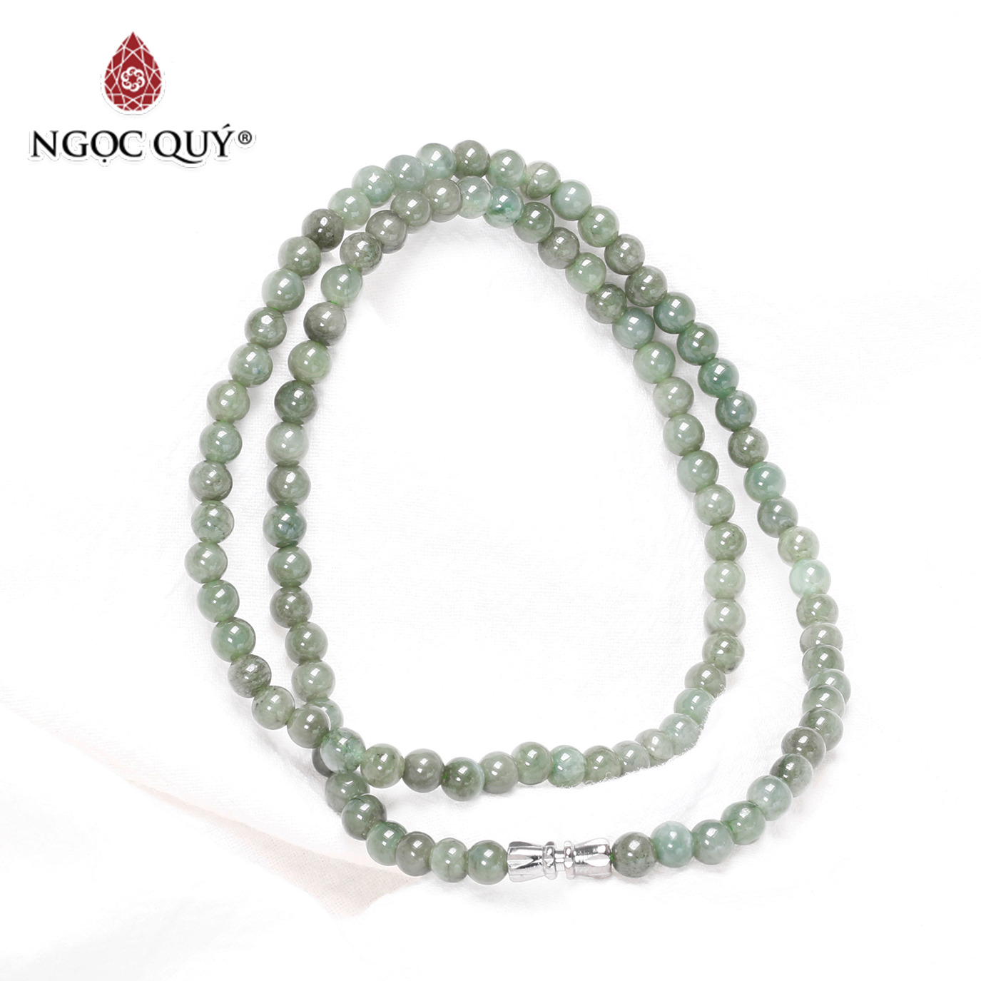 Chuỗi cổ đá cẩm thạch nước ngọc hạt 5mm mệnh hỏa, mộc - Ngọc Quý Gemstones