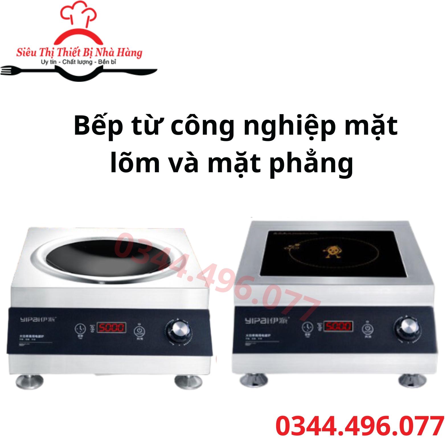 Bếp điên từ công nghiệp 5000W mặt phẳng  và mặt lõm,bếp công suất lớn dùng cho nhà hàng, quán ăn