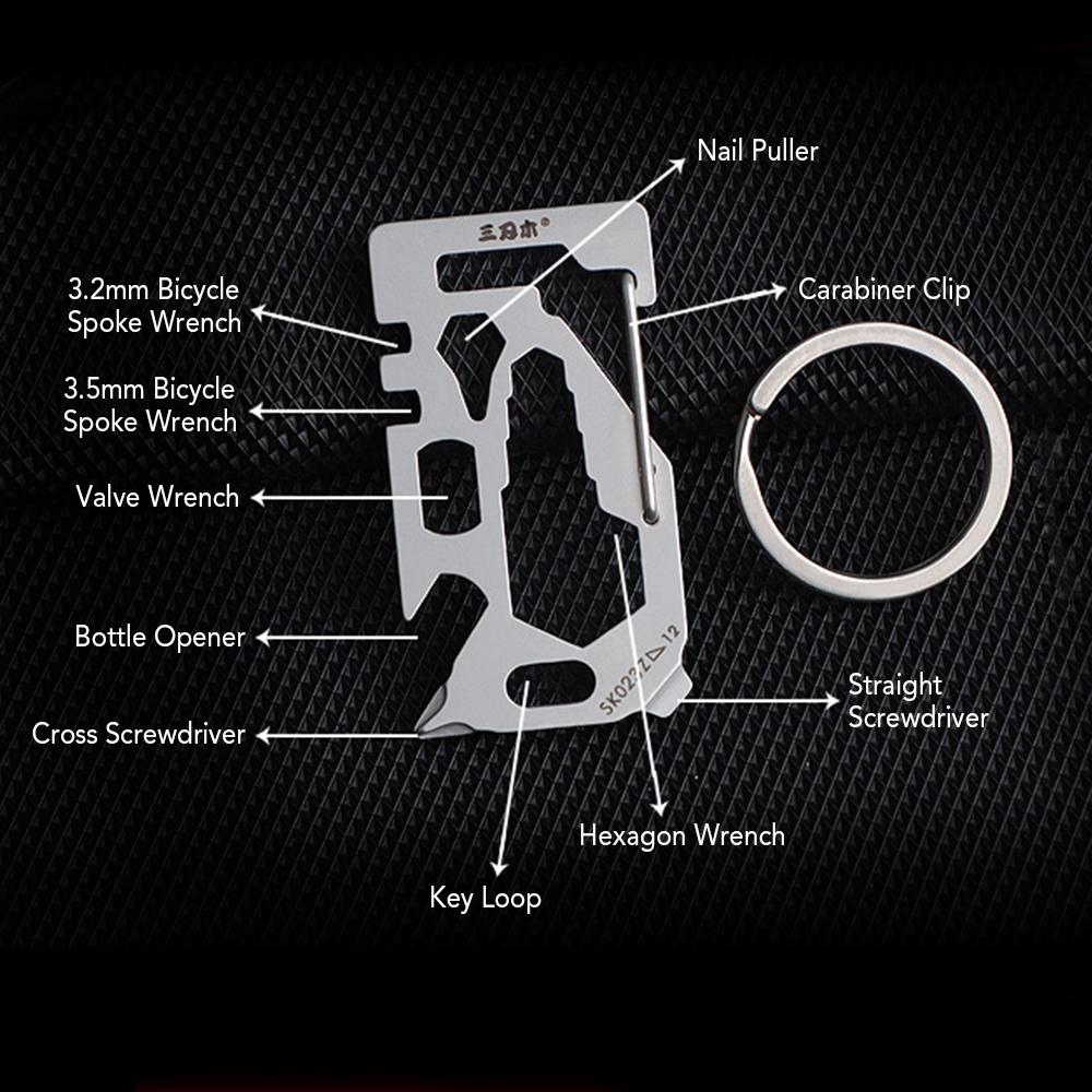 Dụng cụ sinh tồn Đa chức năng Carabiner Keychain bằng thép không gỉ
