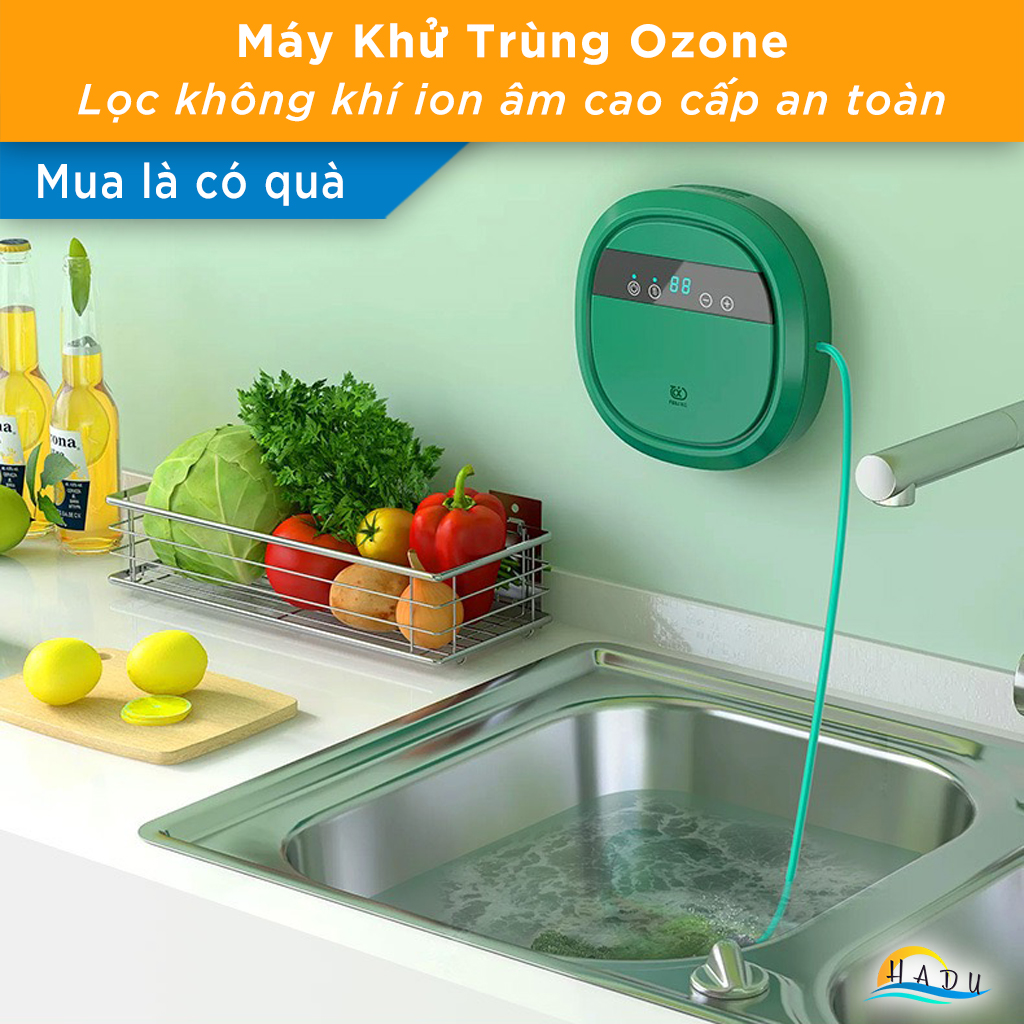 Máy Khử Khuẩn Độc Thực Phẩm Rau Củ Ozone Lọc Không Khí Ion Âm Đa Năng Cao Cấp HADU