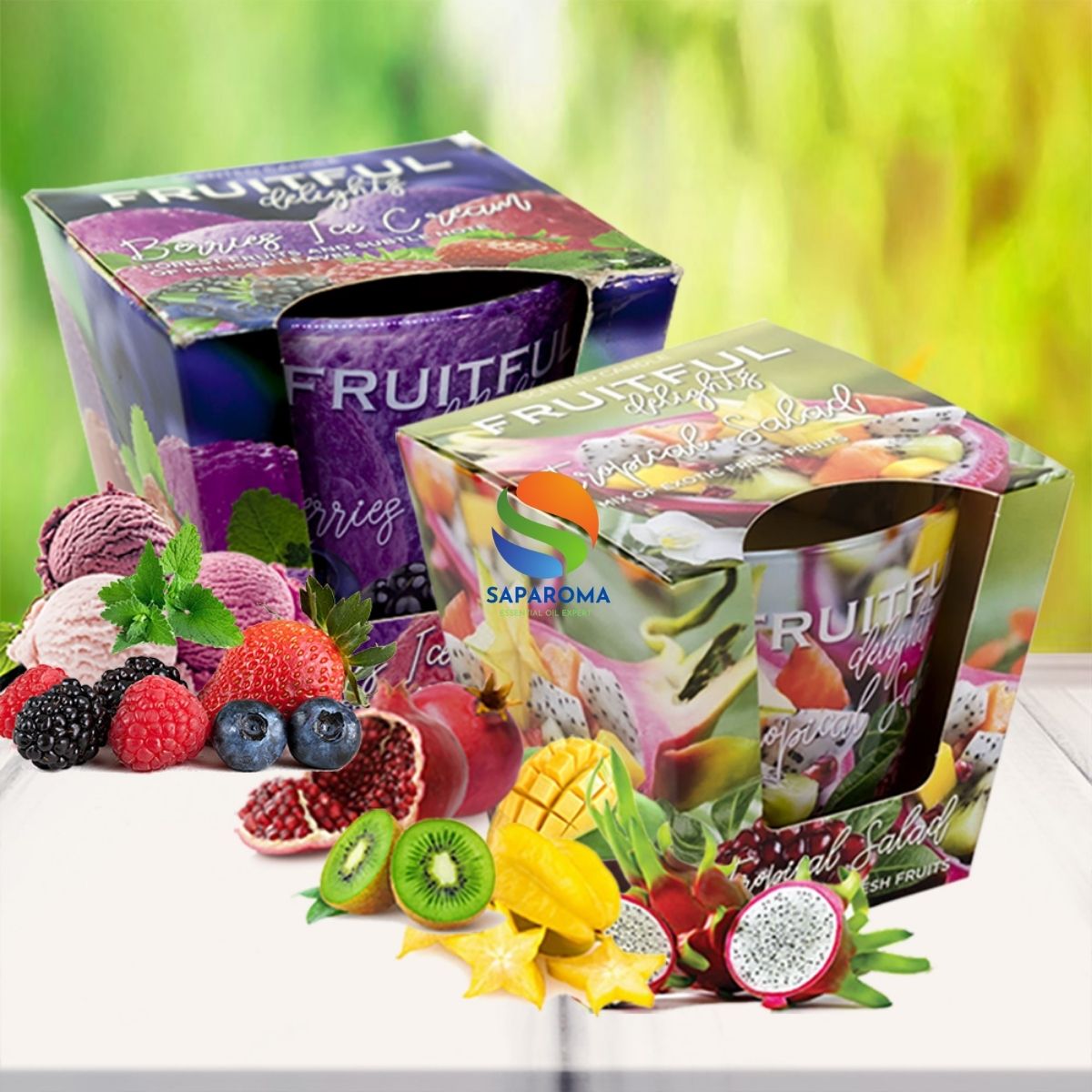 Combo 2 ly nến thơm tinh dầu Bartek Fruitful 115g - hương trái cây, nến trang trí, thơm phòng, thư giãn, Hỗ trợ khử mùi