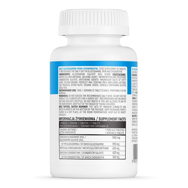 Viên Uống Hỗ Trợ Xương Khớp Ostrovit Glucosamine + MSM + Chondroitin (90 Viên) Thực Phẩm Bổ Sung Sức Khỏe | Nhập Khẩu Ba Lan