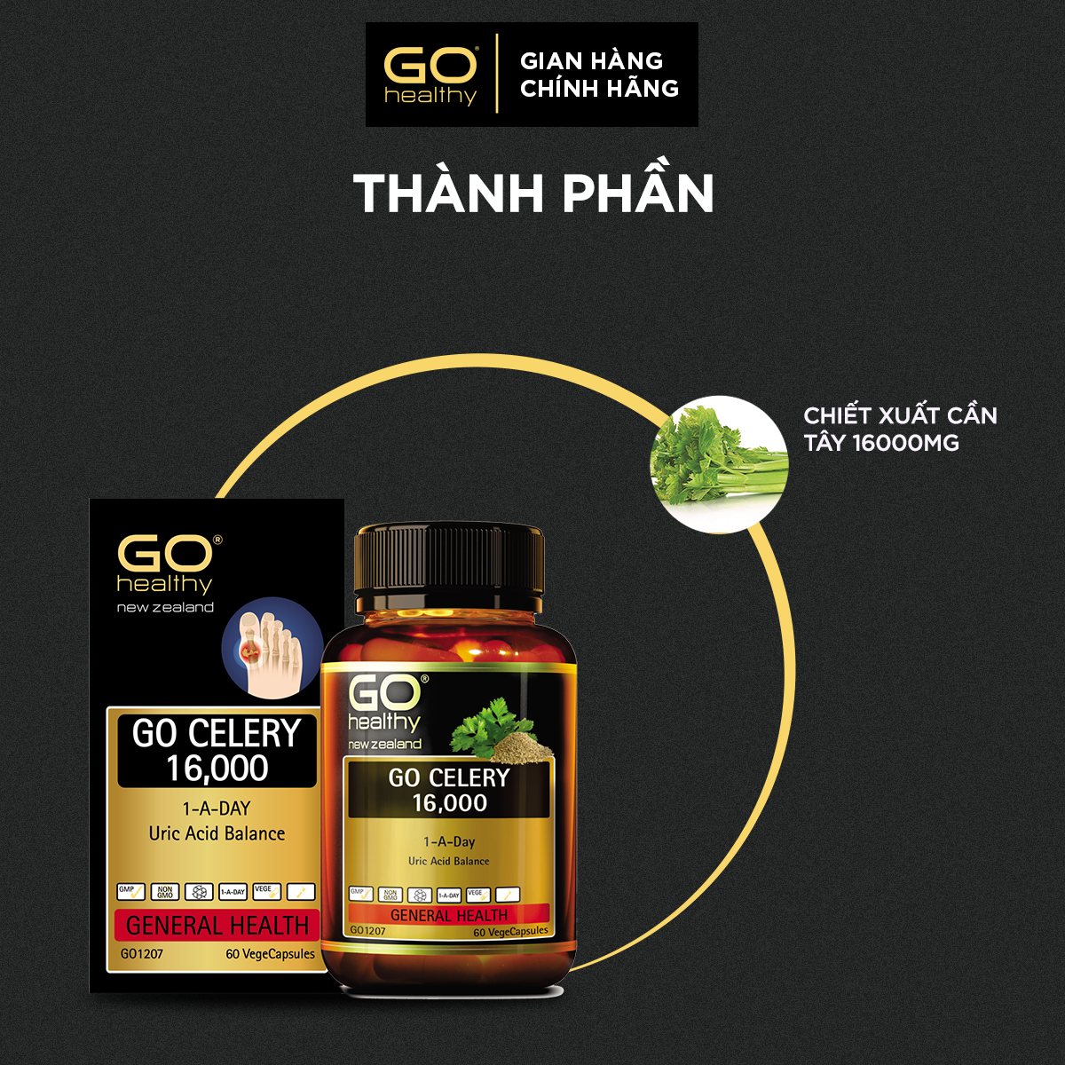 GO CELERY 16,000 30 VIÊN- Viên gout nhập khẩu chính hãng GO Healthy New Zealand