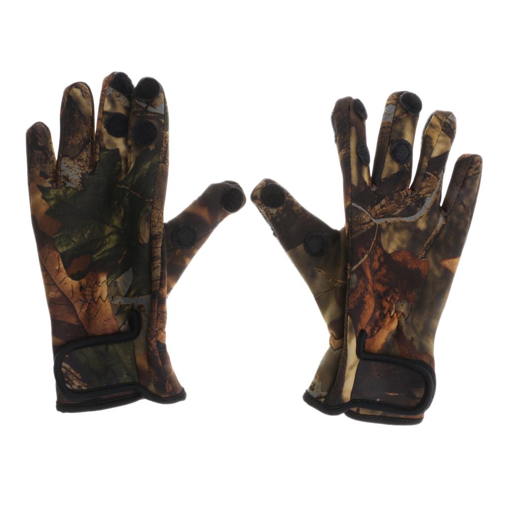 1 Pair Fishing Gloves Anti Slip Warm Cycling 3 Half-Finger Gloves M Camo