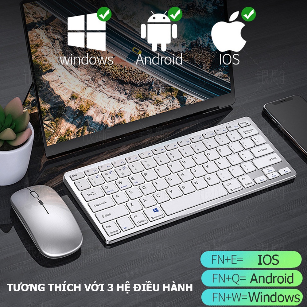 Bộ Bàn Phím Và Chuột Không Dây Vinetteam KB-01 Bàn Phím Bluetooth Mini Dành Cho Điện Thoại Laptop Ipad – Hàng Chính Hãng