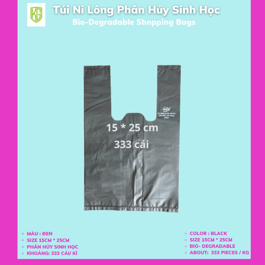 1 Kí Bao Ni Lông Tự Hủy Sinh Học - Màu ĐEN- 8 Size / 1 Kilograms Of Bio-degradable Carrier Bags - Color BLACK- 8 Size Options