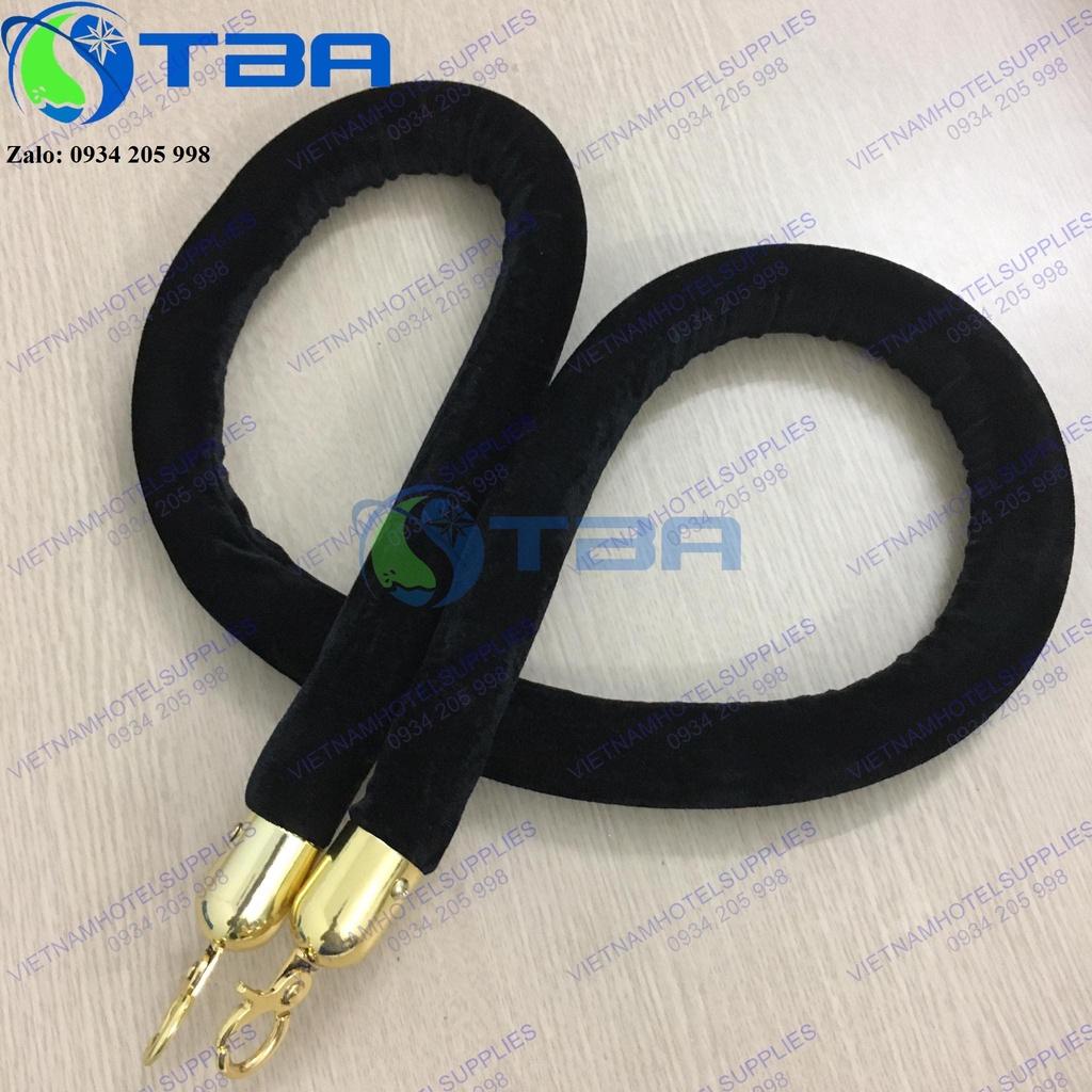 Dây nhung màu đen móc khóa mạ vàng cao cấp cho cột trụ chắn inox