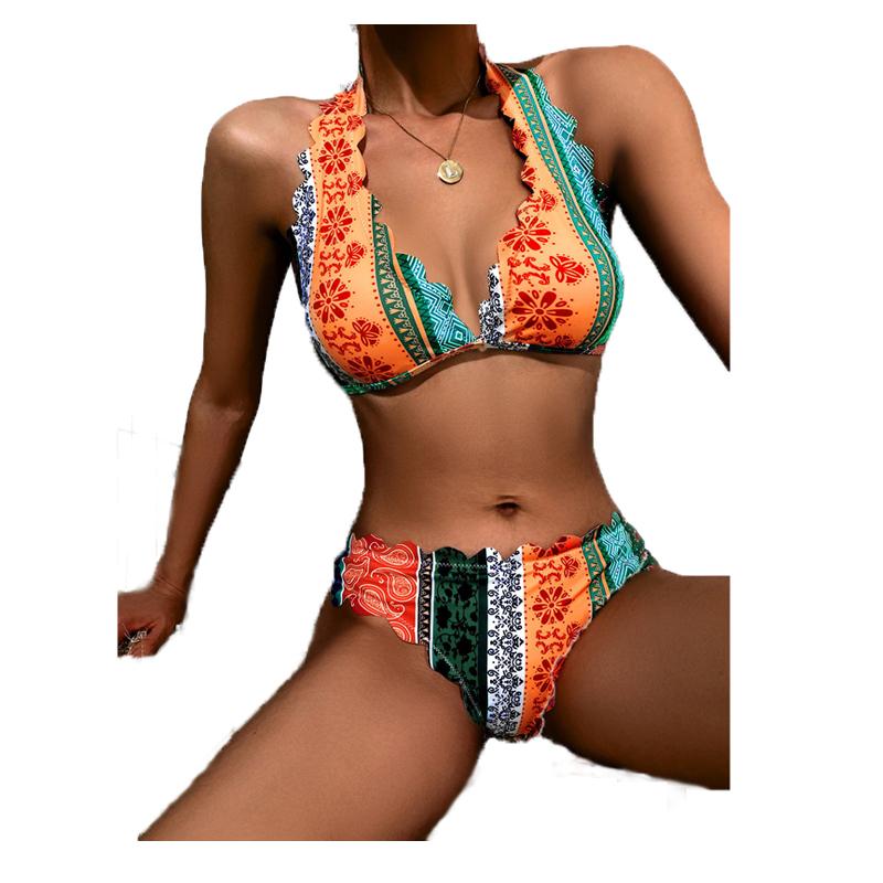 2021 Mới Quyến Rũ Bikini Bộ In Hình Đồ Bơi 2 Mảnh Đẩy Lên Đồ Bơi Đi Biển Mùa Hè Bơi Quần Áo Cao Cấp chia Nữ