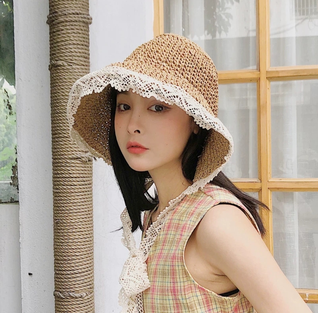 Nón nữ gấp gọn mũ rộng vành thoáng khí phối ren tiện lợi đi biển che nắng với chất liệu cói rơm  #nonrongvanh #murongvanh #noncoi #mucoi #nondibien #mudibien #nonchongnanh #muchongnang #nondep #mudep #nonthotrang #muthoitrang  dona24100204