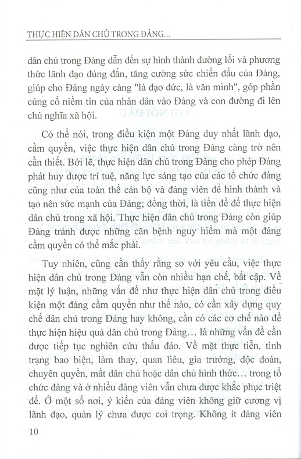 Thực Hiện Dân Chủ Trong Đảng Ở Nước Ta Hiện Nay - Thực Trạng Và Giải Pháp (Sách Chuyên Khảo)