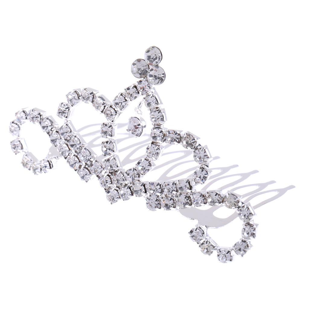 Princess Crown Tiara Crystal Hair Comb Wedding Bride Girls Hair Accessory #1