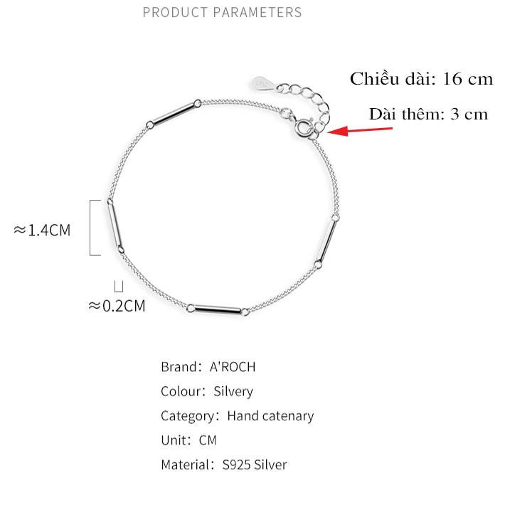 Vòng tay nữ bạc ý s925 thanh bạc so le sáng bóng siêu sang chảnh S3260 - AROCH Jewelry