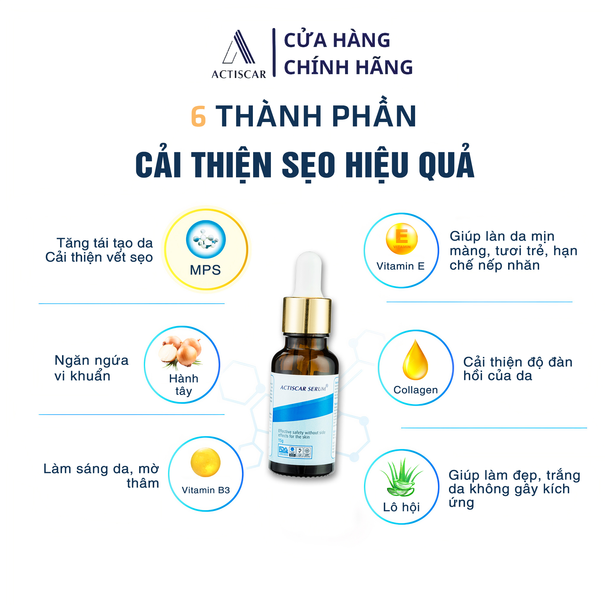 Serum xoá mờ sẹo Actiscar giảm sẹo lồi, sẹo rỗ và mờ thâm 15g