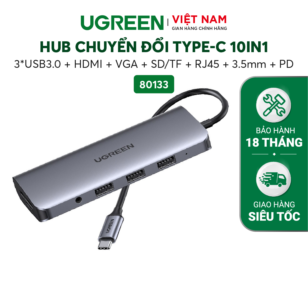 Bộ chuyển đổi đa năng UGREEN CM121 CM212 cho MacBook, Dell XPS 13, và thiết bị máy tính điện thoại hỗ trợ USB type C - Hàng chính hãng