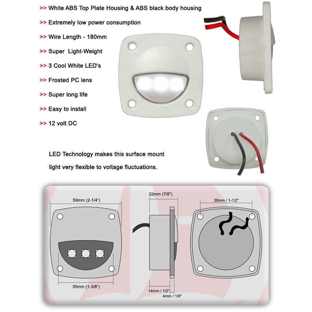 2pcs Marine Boat RV Yacht White LED Interior Courtesy Light Walkway Stair