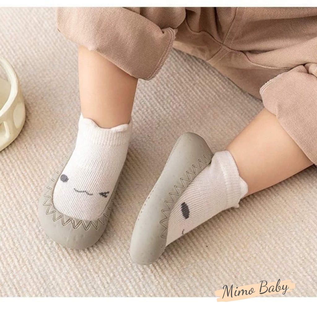 Giày bún tập đi cổ ngắn chống trơn trượt in hình gấu đáng yêu cho bé T10 Mimo Baby