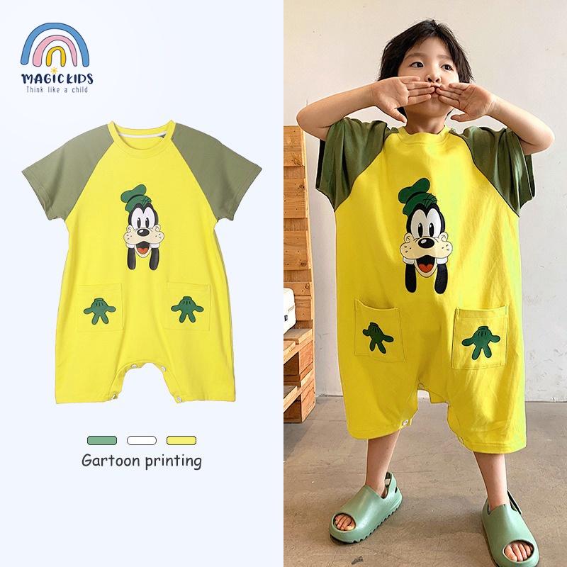 Bộ body ngủ liền thân cotton hoạt hình Magickids cho bé trai bé gái đồ ngủ trẻ em dáng rộng co giãn mềm mại BL21001