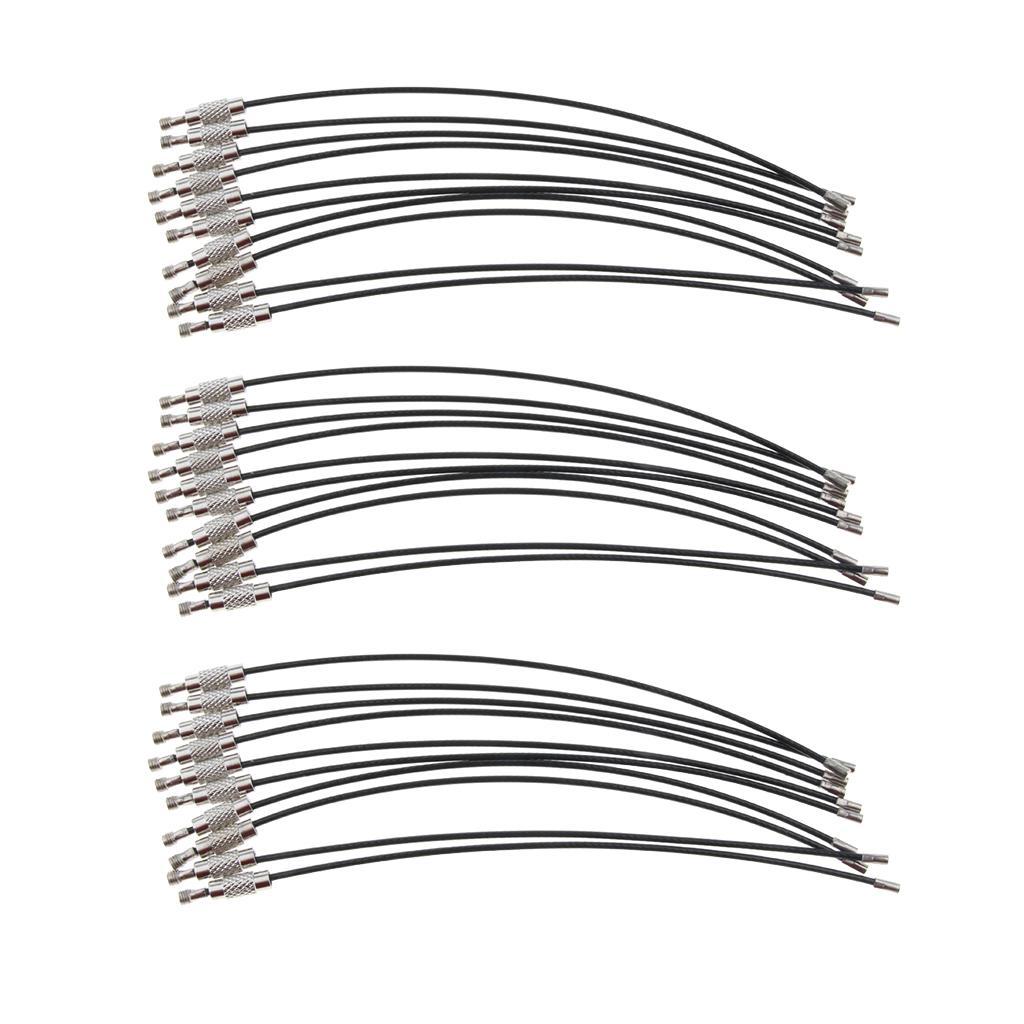 30Pcs Cable Wire Loop Luggage Tag Loops Stainless Steel Wire Straps Black