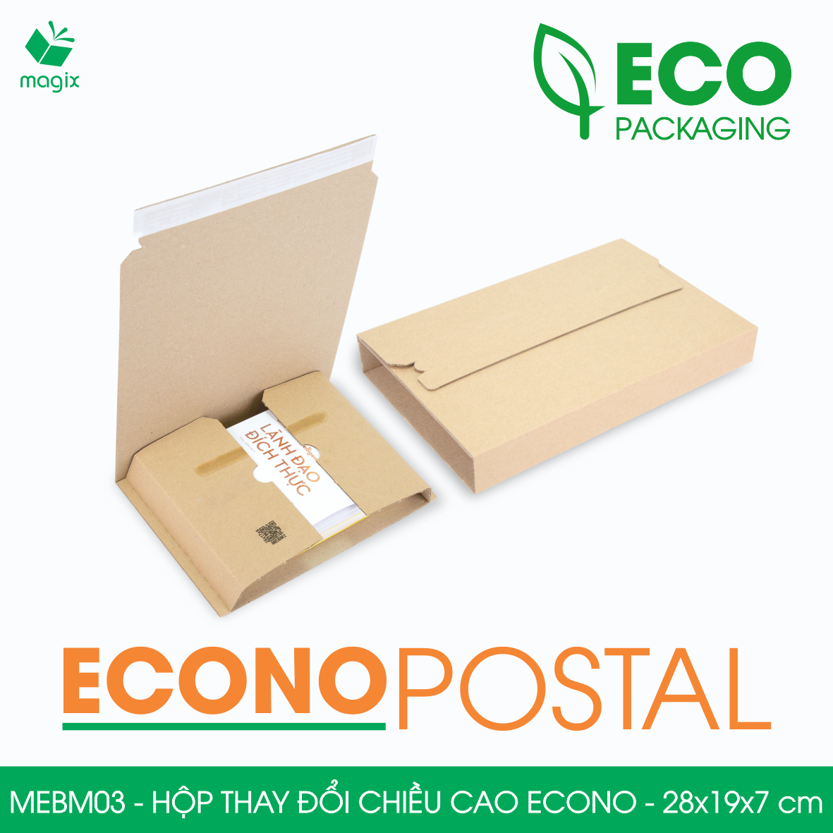 MEBM03 - 28x19x7 cm - 100 hộp carton thay đổi chiều cao siêu tiết kiệm - Hộp đóng sách, hộp gói hàng
