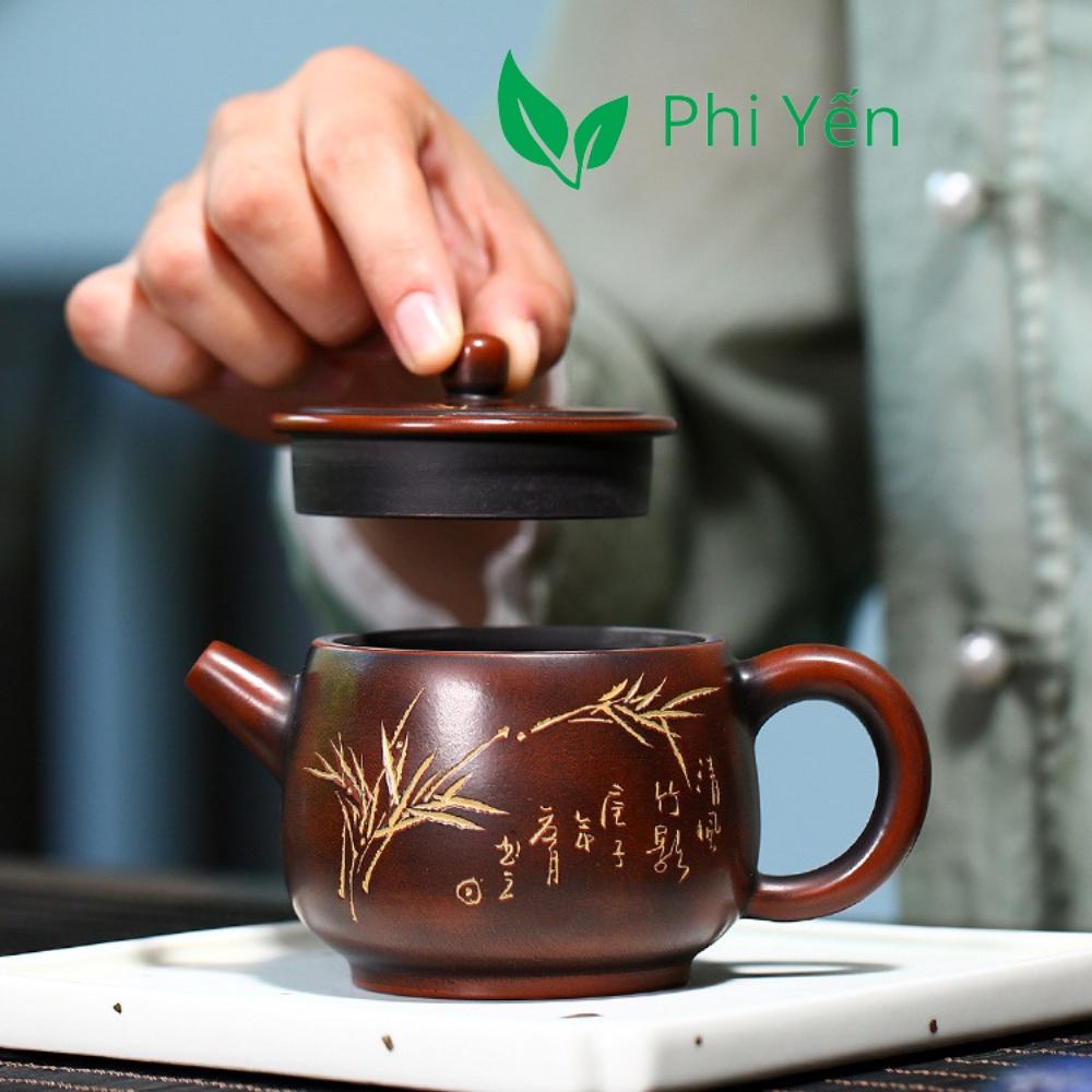 Ấm trà Tử sa Nê Hưng Khâm châu Thạch biều 220ml hàng siêu VIP HNNHTB160220