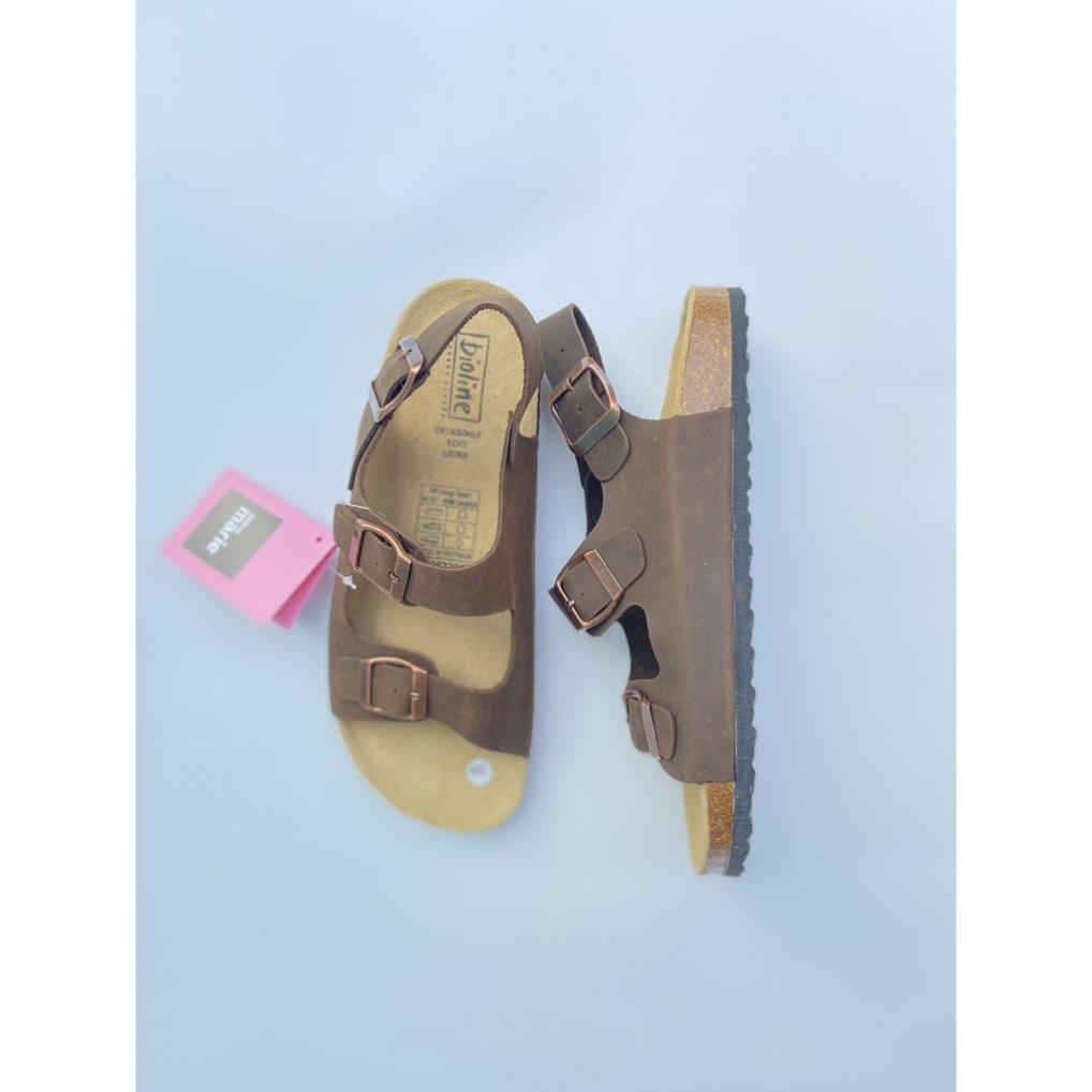 Dép da bò birken quai hậu Bioline sandal quai ngang unisex da bò thật mã BO2 - Bioline Official