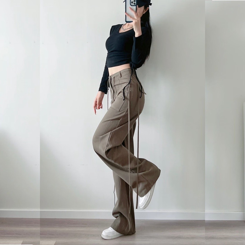 Quần KaKi Cargo Lưng Cao Phối Dây Nam Nữ Unisex - Quần Túi Hộp Cargo Pants Nam Nữ