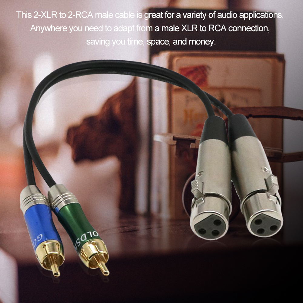 Dây Cáp Âm Thanh Từ Dual Xlr Female Tới Dual RCA Male Patch, Màu Đen