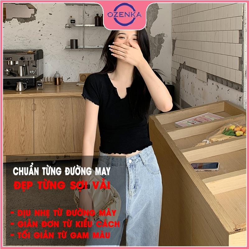 Áo croptop cộc tay ôm body fress air , ao crt nữ phong cách tối giản thun gân 100% cotton màu đen trắng free size