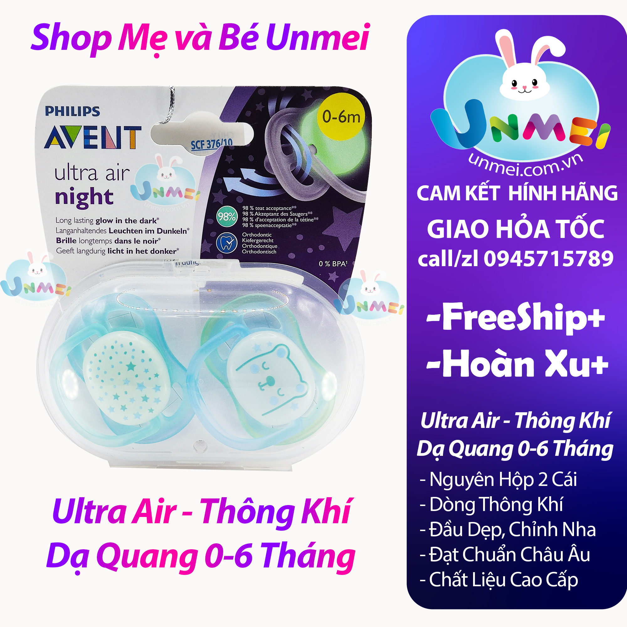 Philips Avent Núm Ty Ngậm Thông Khí Siêu Mềm Dành Cho Bé 0 - 6 Và 6 - 18 Tháng Hộp Đơnhộp Đôi - Xanh, 0 - 6M Dq
