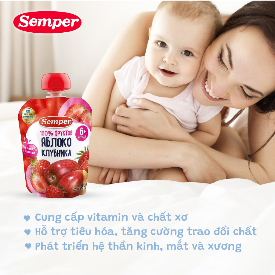 Trái cây nghiền các vị Semper 90g dành cho bé từ 6 tháng trở lên