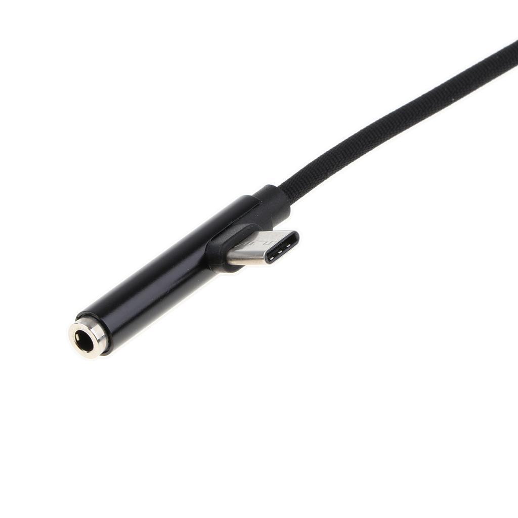 Adapter Splitter USB TypeC to AUX Audio 3.5mm+Charge Cable for Android Black