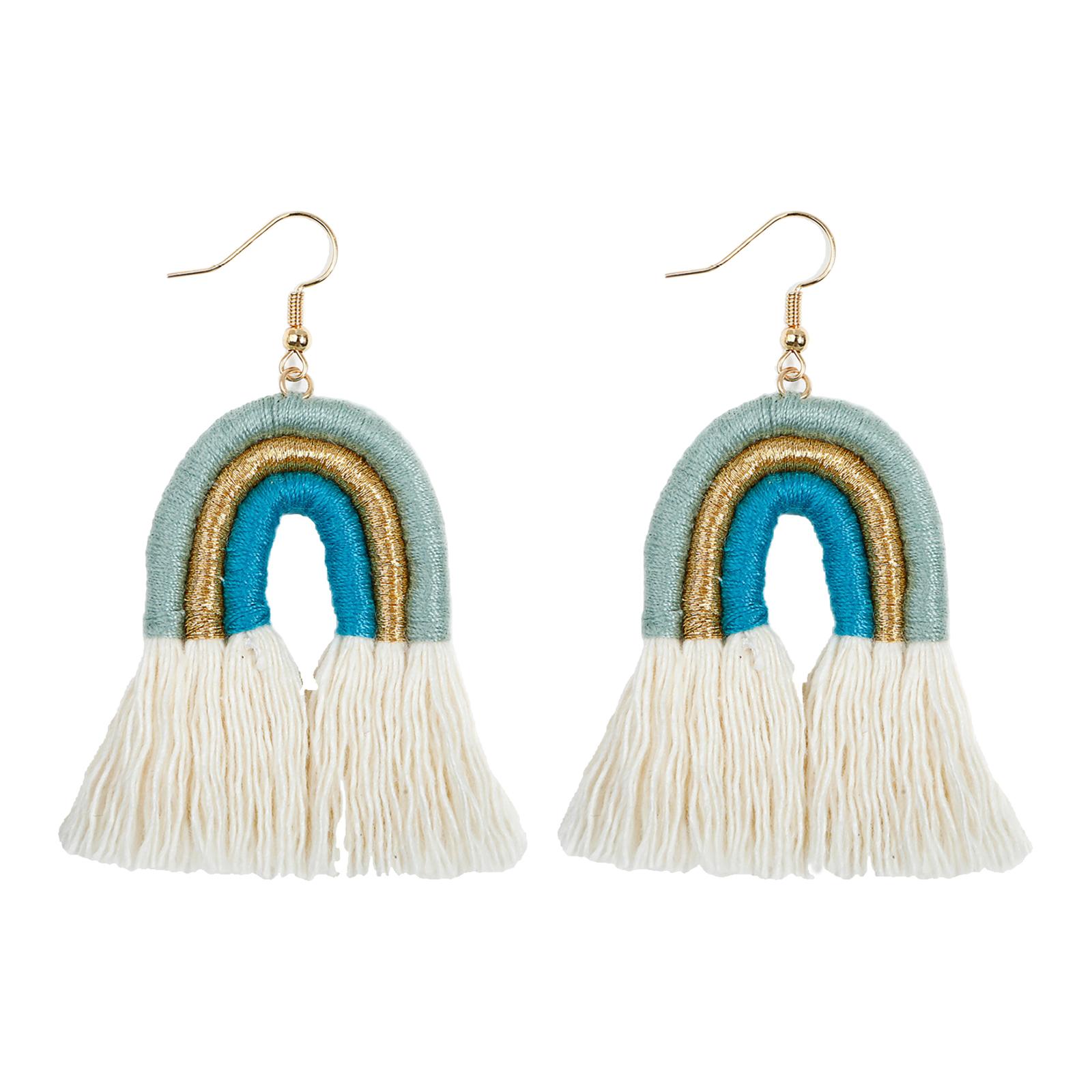 Bohemian Tassel Earrings Earrings Rainbow Shape Tassel Earrings Long Fringe Earrings for Women Girls Statement Earrings