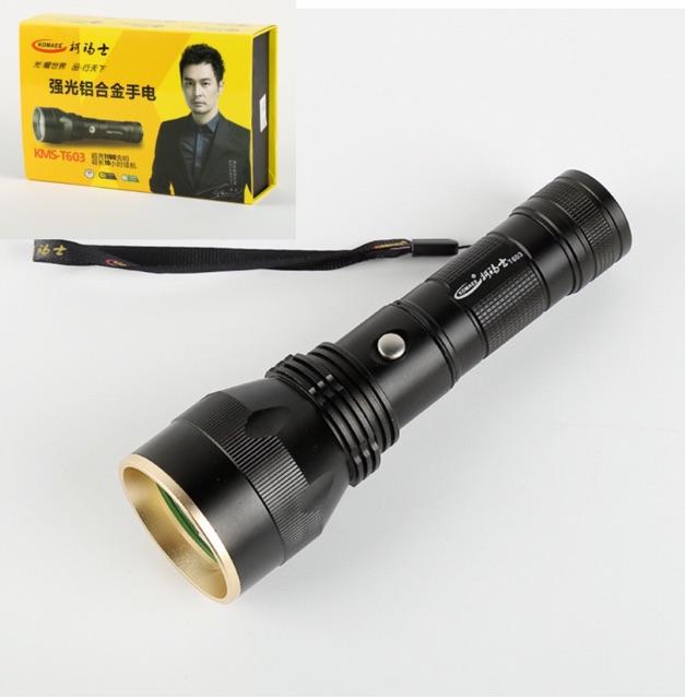 Đèn pin siêu sáng cầm tay đèn LED -KMS-T603 màu đen khích thước dài 18cm