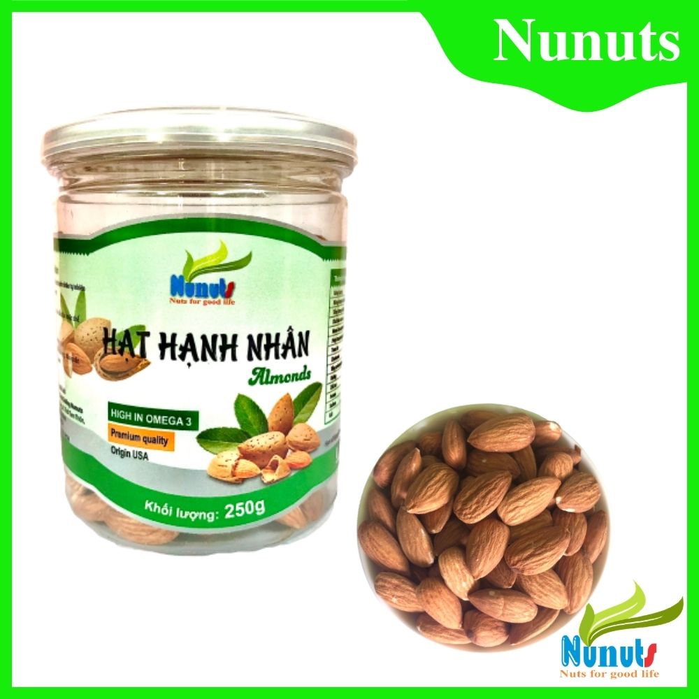 250G Hạt hạnh nhân tách vỏ Mỹ, đã sấy giòn, NGUYÊN VỊ, ăn liền Nunuts,thực phẩm tốt sức khỏe của bạn.