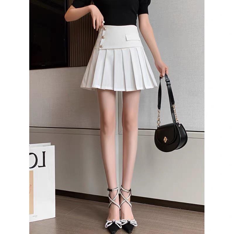 Chân váy xếp ly phối cạp 3 khuy