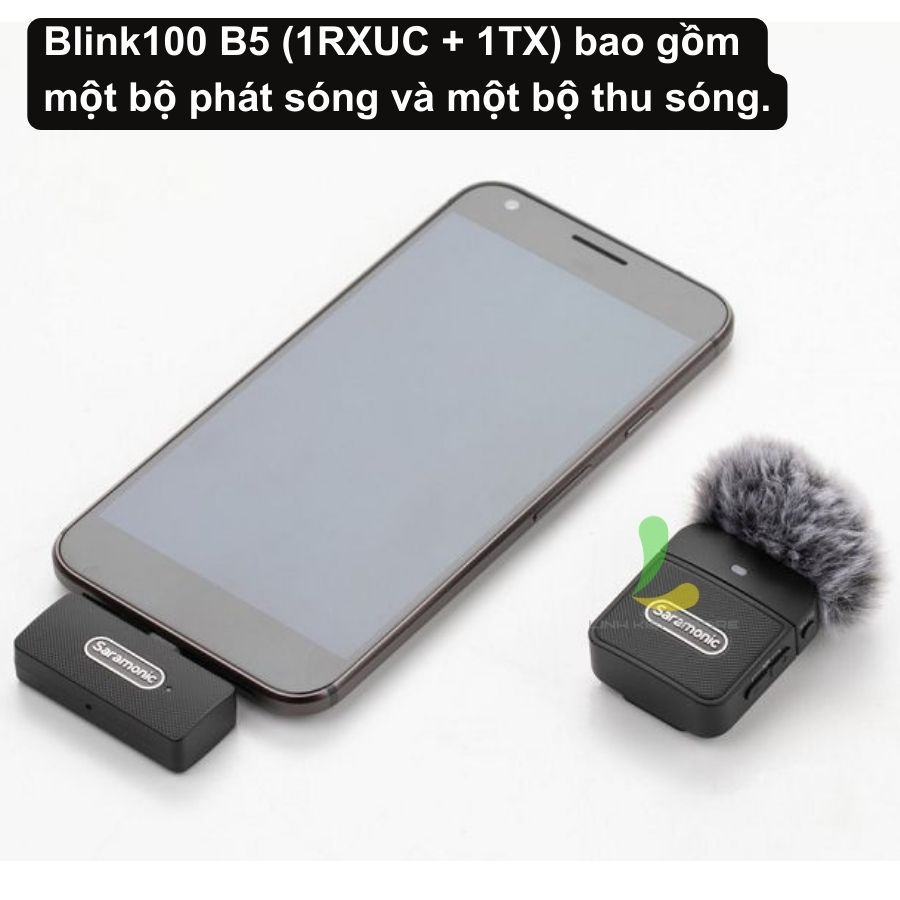 Micro thu âm Saramonic Blink 100 B5 - Micro ghi âm hỗ trợ thiết bị Android, công nghệ truyền dẫn không dây 2.4GHz - Hàng nhập khẩu