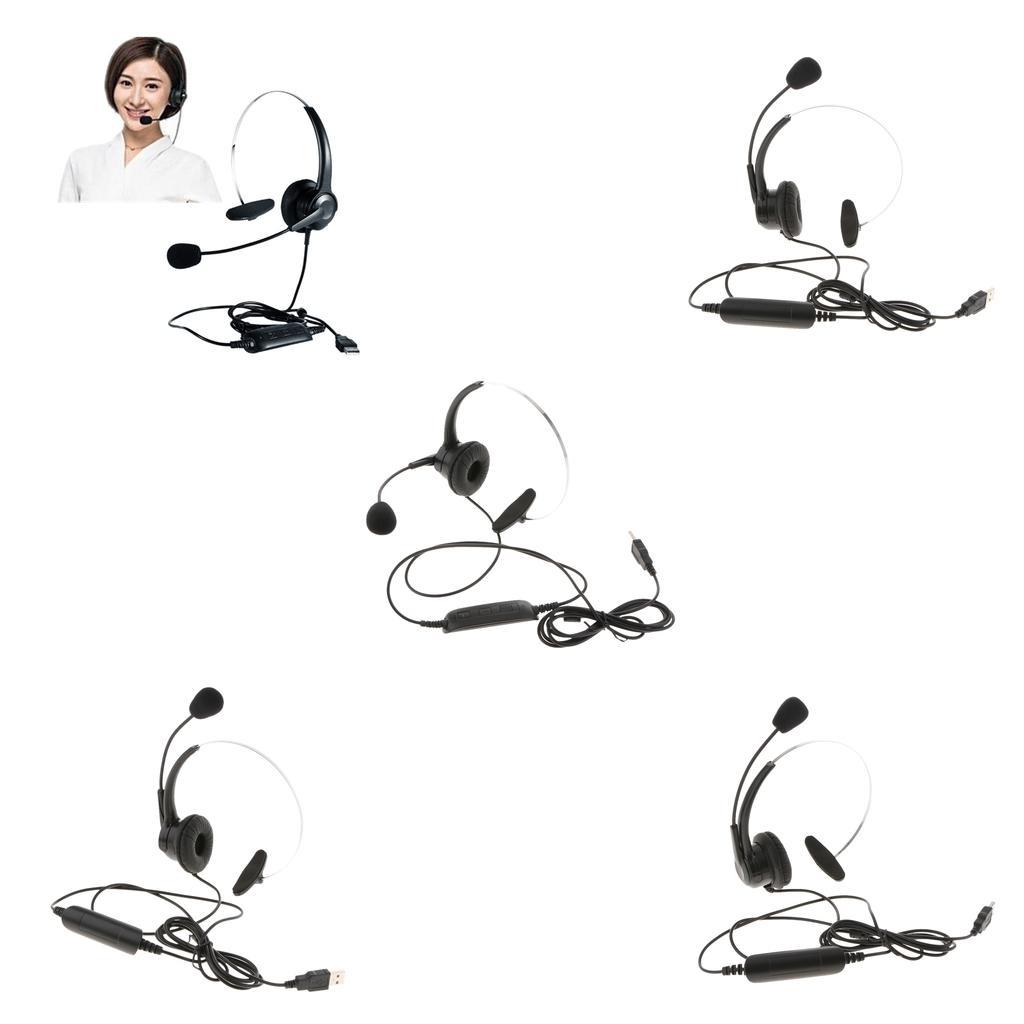 5x Call Center Monaural USB Plug Headset with Mic Microphone for Computer